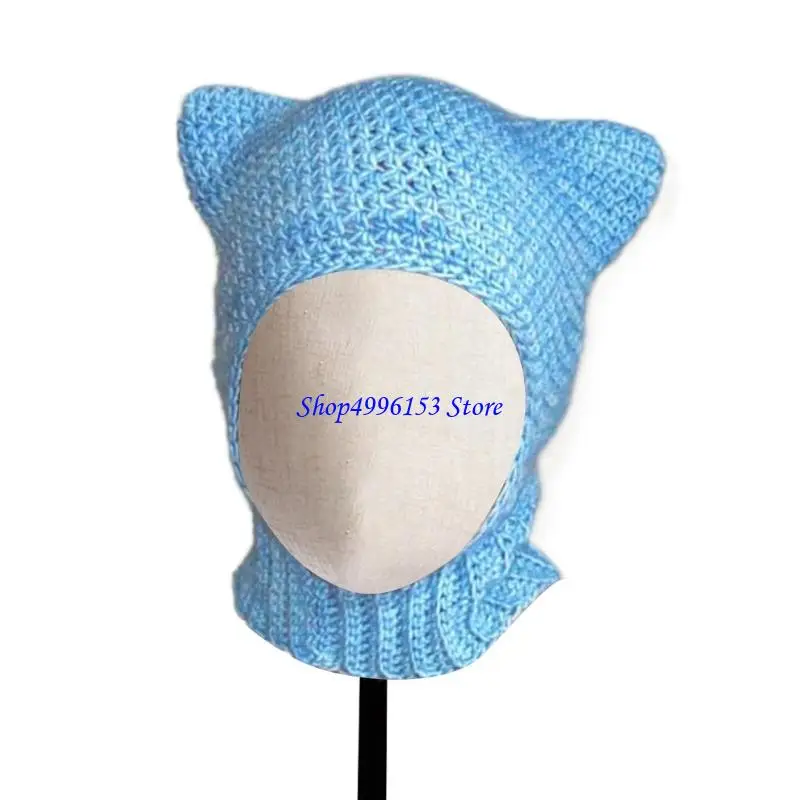 

Q0KE синие шляпы с котенком, головной убор, реквизит для фотосессии, головные уборы ручной работы, Хэллоуин, унисекс