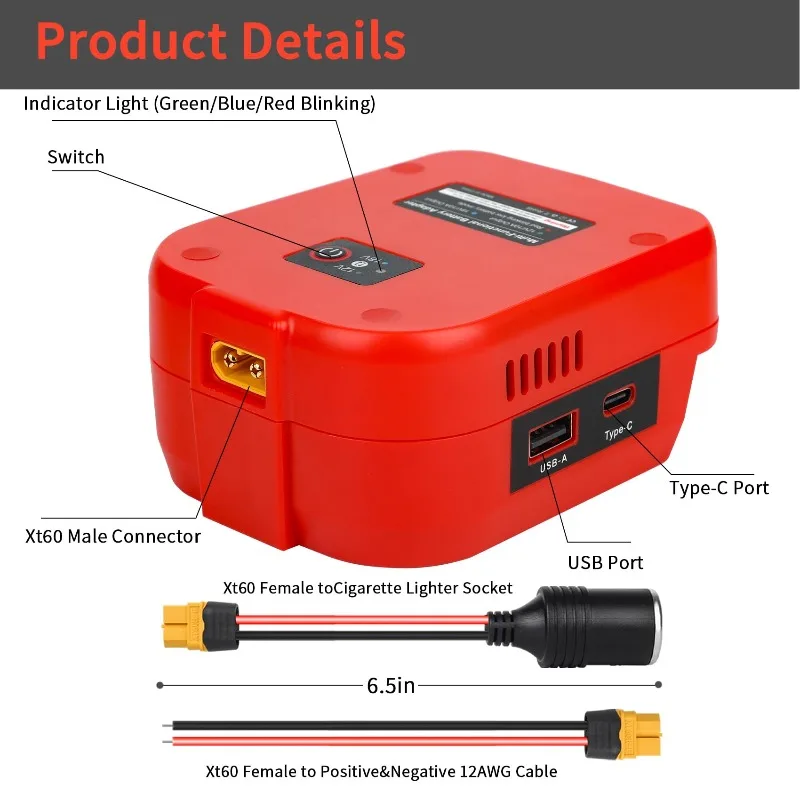 Battery Adapter Step-Down Converter for Milwaukee 18V Lithium Batteries Power Wheel Converter for Toy RC Cars and DIY Projects