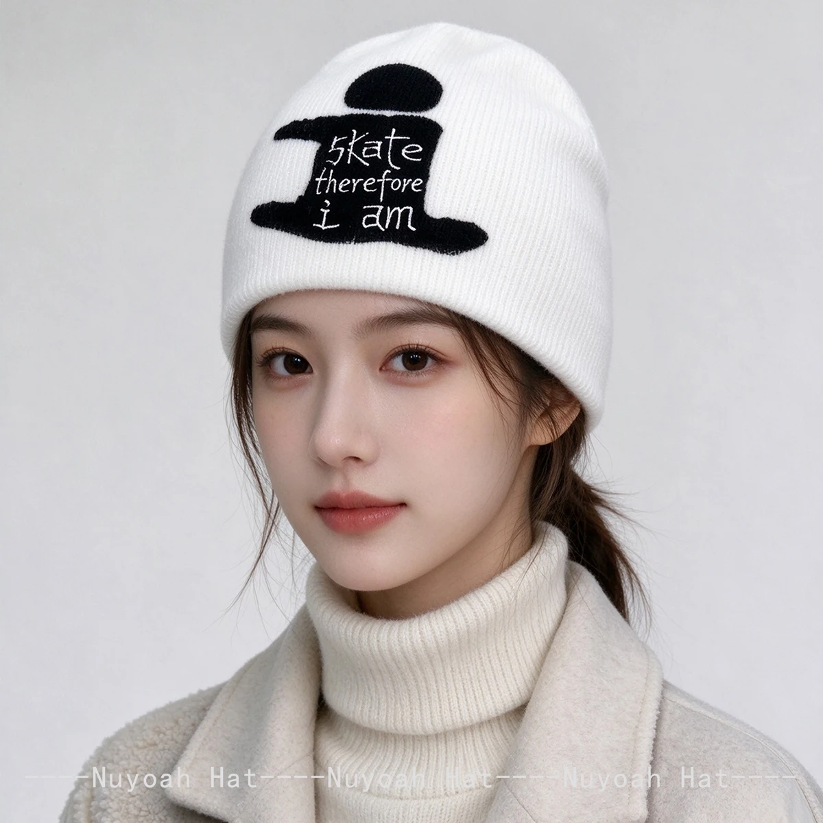 New Men Women Street Cartoon Spray Painted Character Letter Knitted Hats Warm Personal Versatile Color Block Beanies Fashion Ins 5