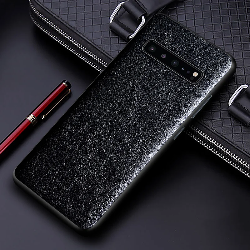 Luxury PU leather Case for Samsung galaxy S10 S9 S8 Plus S10 Lite S10E Business solid color design phone cover Soft TPU&Hard PC