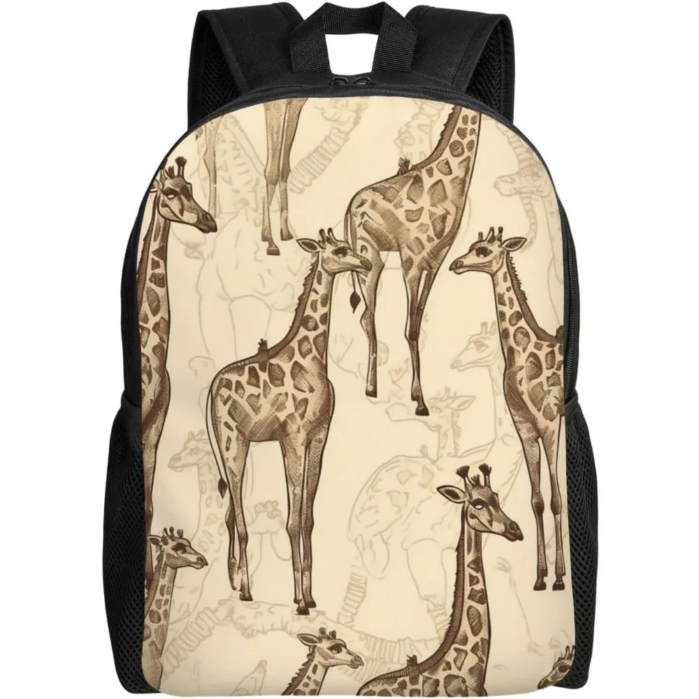 

Hand Drawn Giraffes Cute Backpack Waterproof Lightweight Laptop Backpack Shoulder Bag Casual Daypack For Women Men