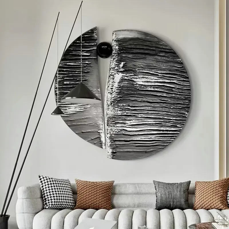 Chinese style abstract round three-dimensional relief, high-quality hand drawn carved density board decorative painting ZY511BM