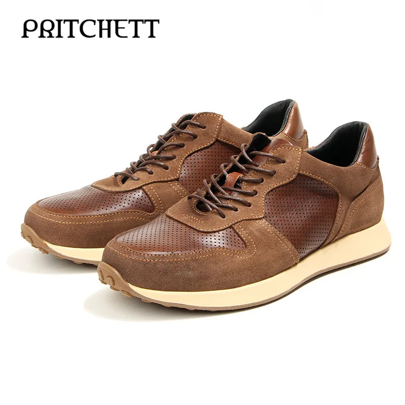 

Retro Suede Stitching Sneakers Old-Fashioned Personality Lace-Up Forrest Gump Shoes Casual and Comfortable Daily Men's Shoes