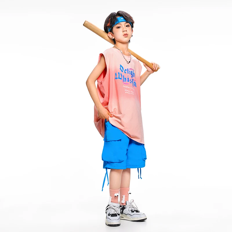 Abbigliamento Hip Hop T-shirt per ragazze Ragazzo Pantaloni cargo color caramello Danza di strada Bambini Streetwear Bambini K-pop Costume Set di vestiti jazz