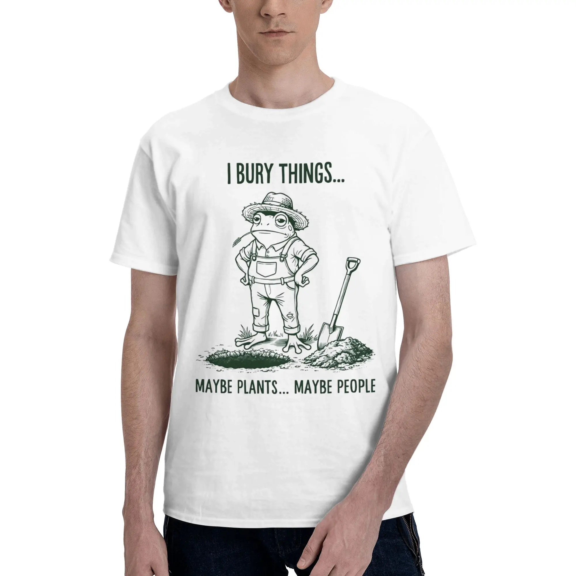 I Bury Things Maybe Plants Maybe People Frog Tee Shirt for Men Women Graphic Printing T Shirts  Cotton Clothes