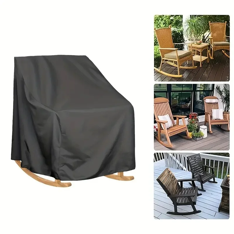 غطاء كرسي هزاز خارجي من قماش أكسفورد شديد التحمل - واقي أثاث الفناء مناسب لجميع الأحوال الجوية مع إغلاق برباط قابل للتعديل