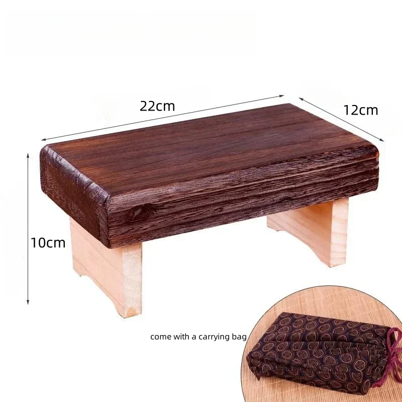 

l Small Ergonomic Meditation Bench Stool Portable Design with Folding Legs Wooden Low Seat