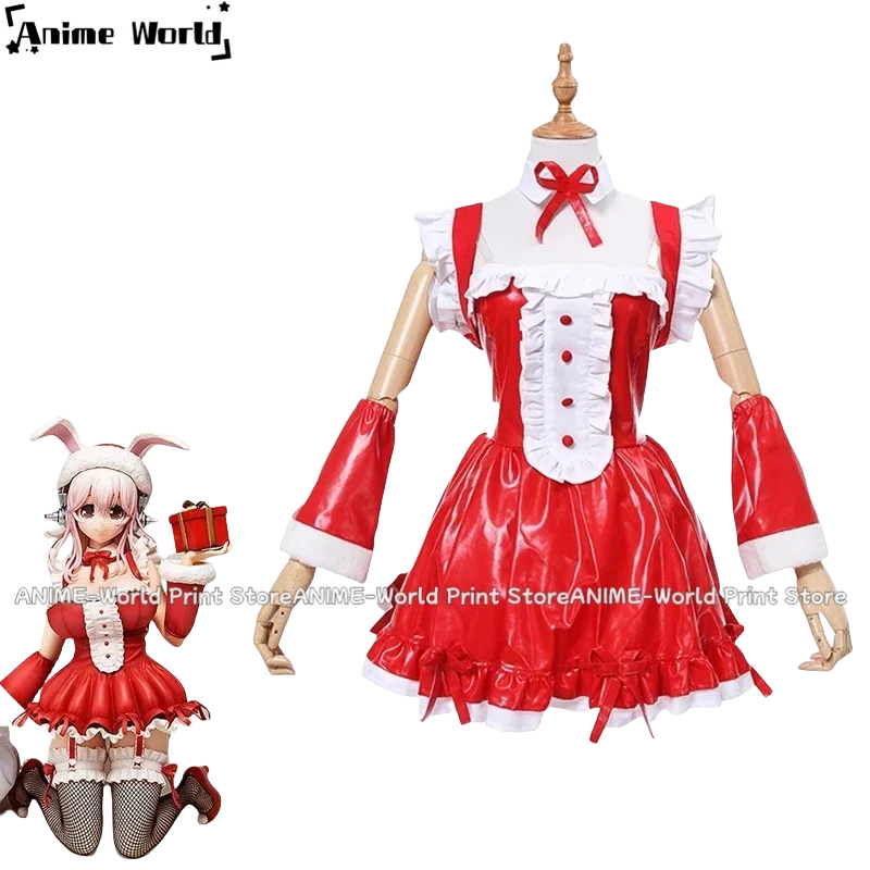 

《Custom Size》Anime Super Sonico Christmas Suit Soft Leather Cosplay Costumes