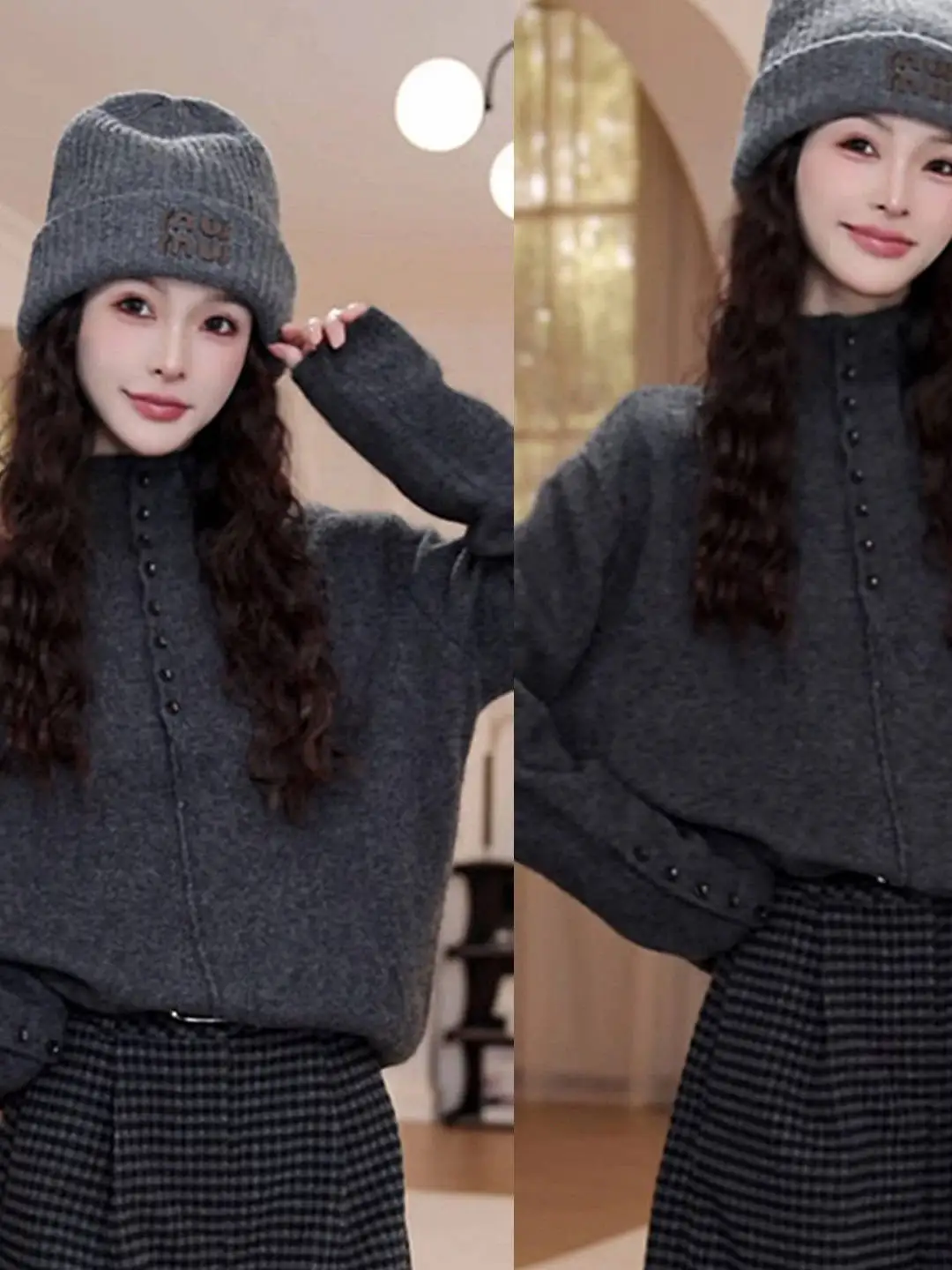 

Свободный крой, очень большой размер, Thiened Long Sve f, свитер с высоким воротником, модный дизайн, корейский вязаный зимний топ