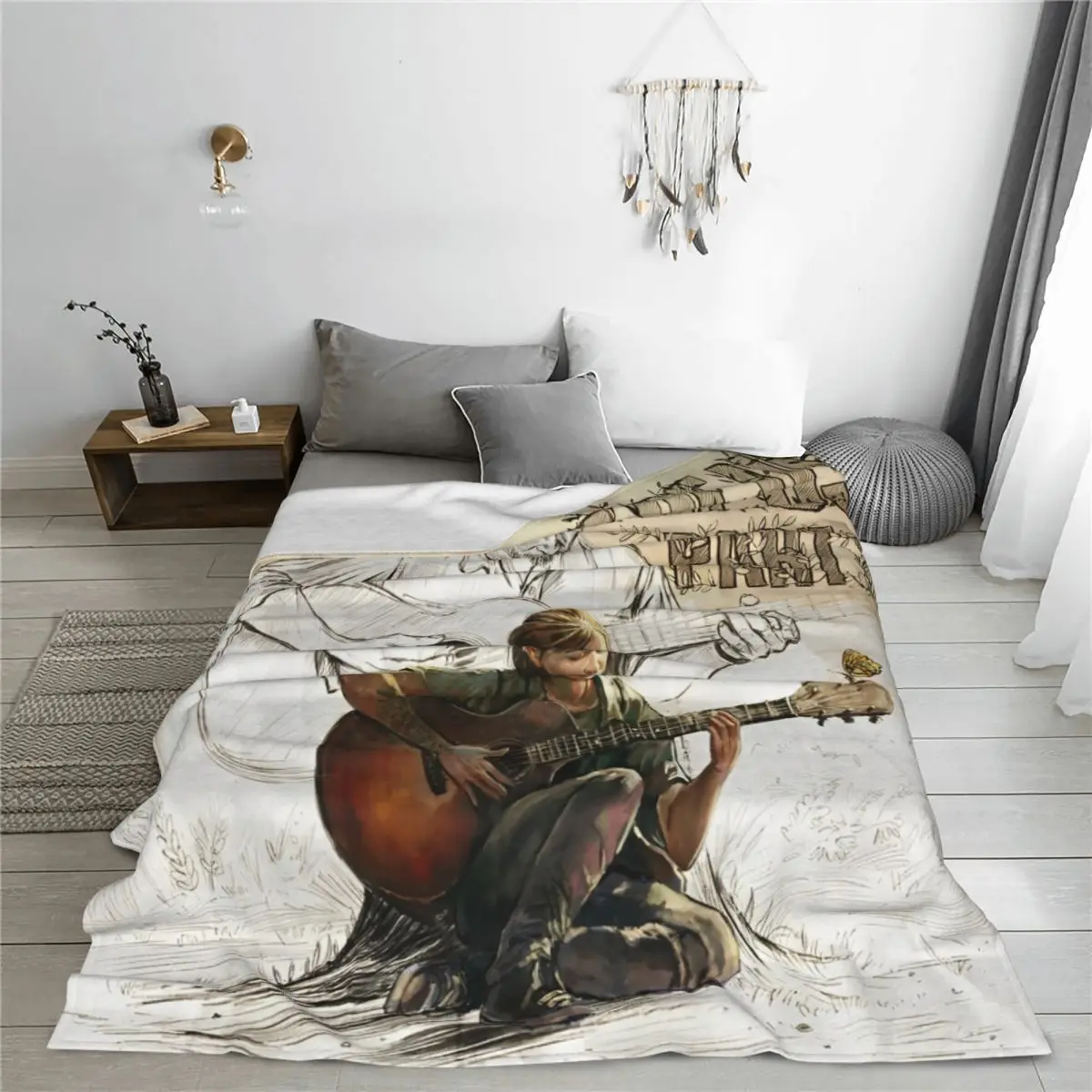 The Last Of Us Ellie Joel Blankets Flannel Summer Air Conditioning Portable Lightweight Throw Blanket for Bed Outdoor Rug Piece