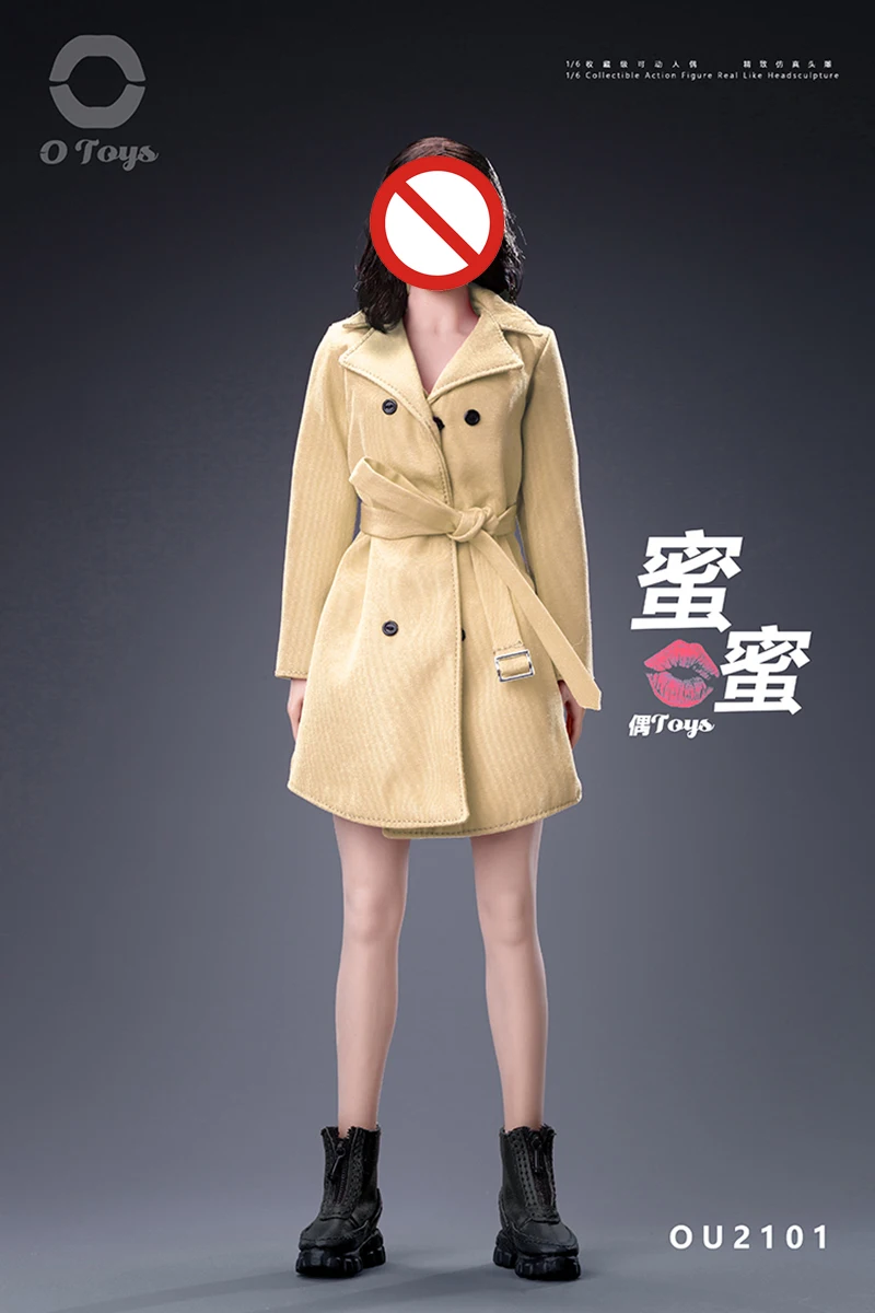 in Stock TOYS OU2102 1/6 Female Soldier Asian Beauty Trench Coat and Handmade Boot Model Accessories In Stock