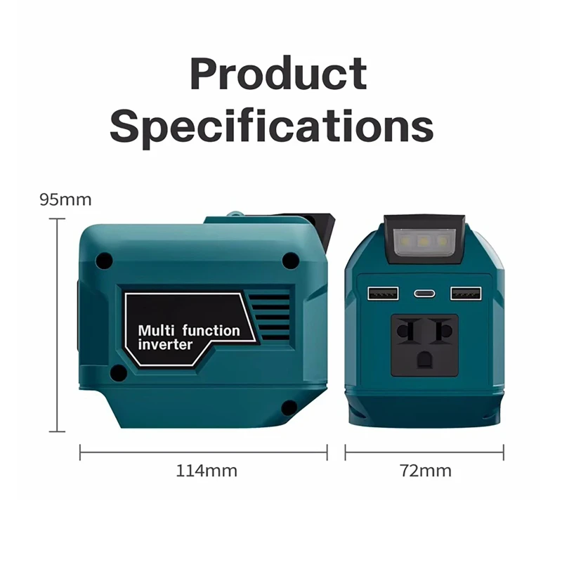 Power Inverter Adapter With LED Light For Makita DeWalt DC to AC 220V 110V 250W 18V 20V Battery USB For Job Camping Emergency