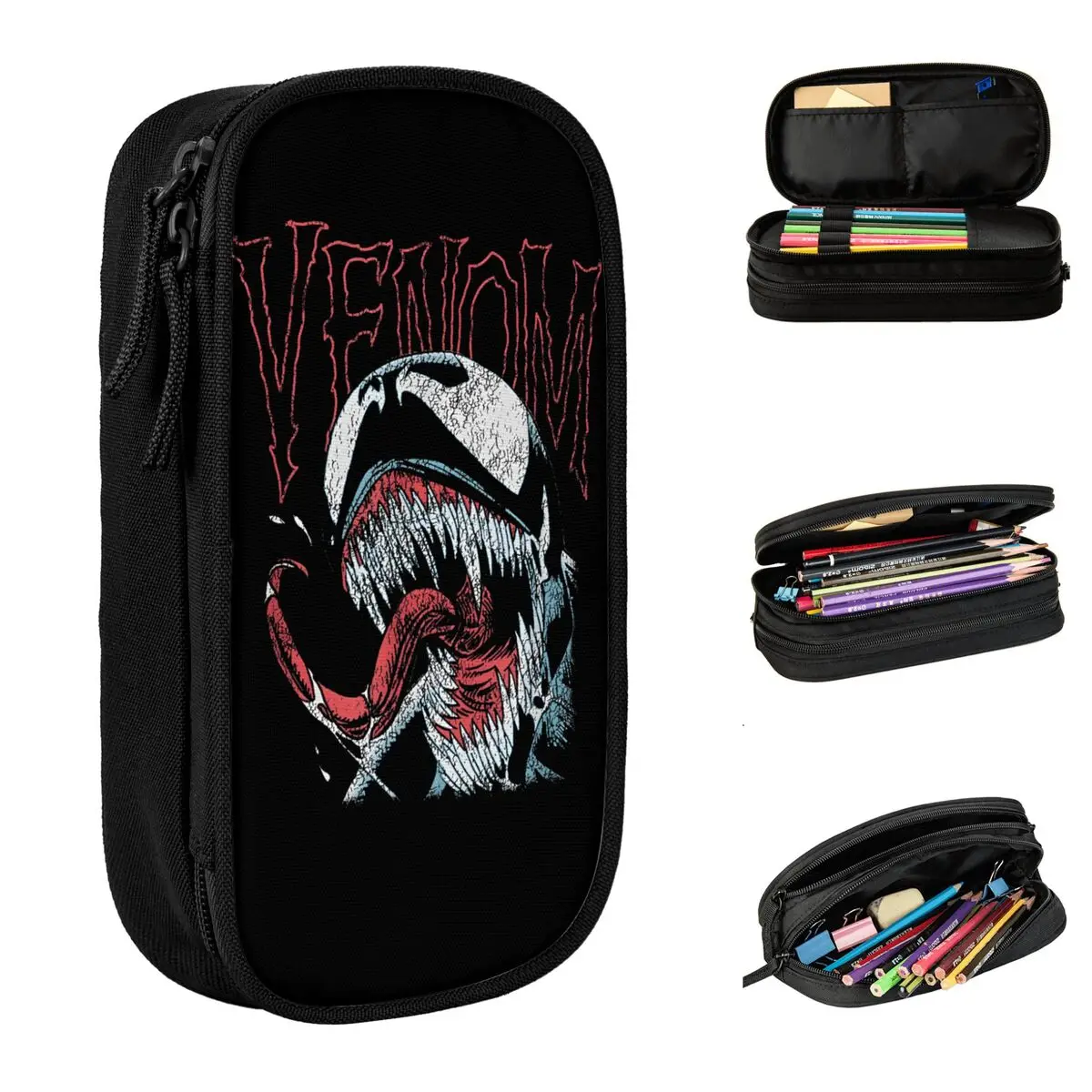 Spider-Man Venom Wild Scream Vintage Face Shot Pencil Case Pencilcases Pen Big Capacity Bags School Supplies Gifts Stationery