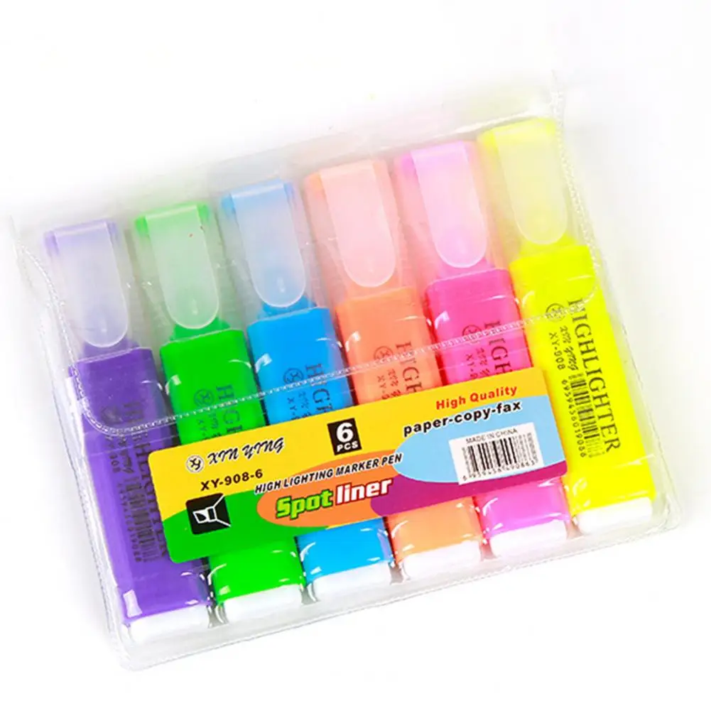 4/6Pcs ปากกาเรืองแสงสะดุดตาสีสารพัน Highlighter ปากกากรด Highlighters