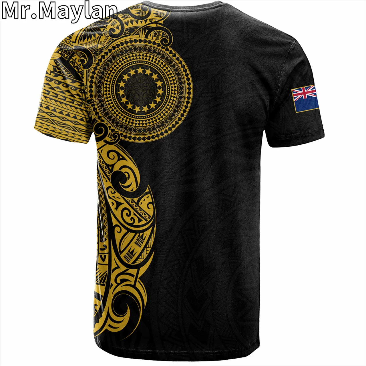 Personalised 3D Cook Islands Hawaii T-Shirt Polynesian Gold Tattoo With Seal Black Tshirt Men Women Streetwear Unisex Tee Tops