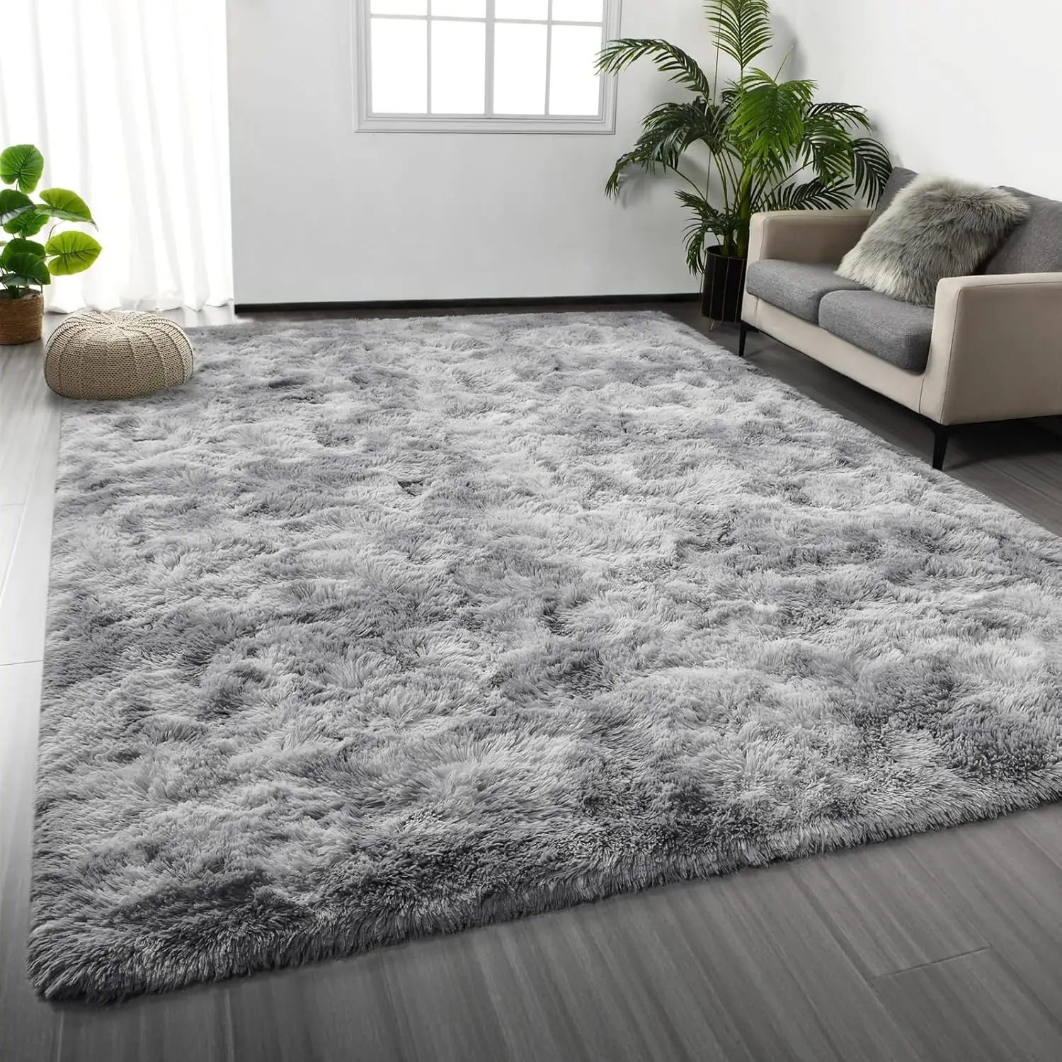 

Cream-Coloured Tie-Dye Shaggy Rug Living Room & Bedroom Plush Carpet Playroom & Dormitory Non-Slip Mat Home Decor