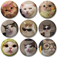 32/44/58mm Funny Cute Cat Round Soft Button Pins Creative Brooch Fashion Cartoon DIY Hat Bag Jewelry Gifts for Friends