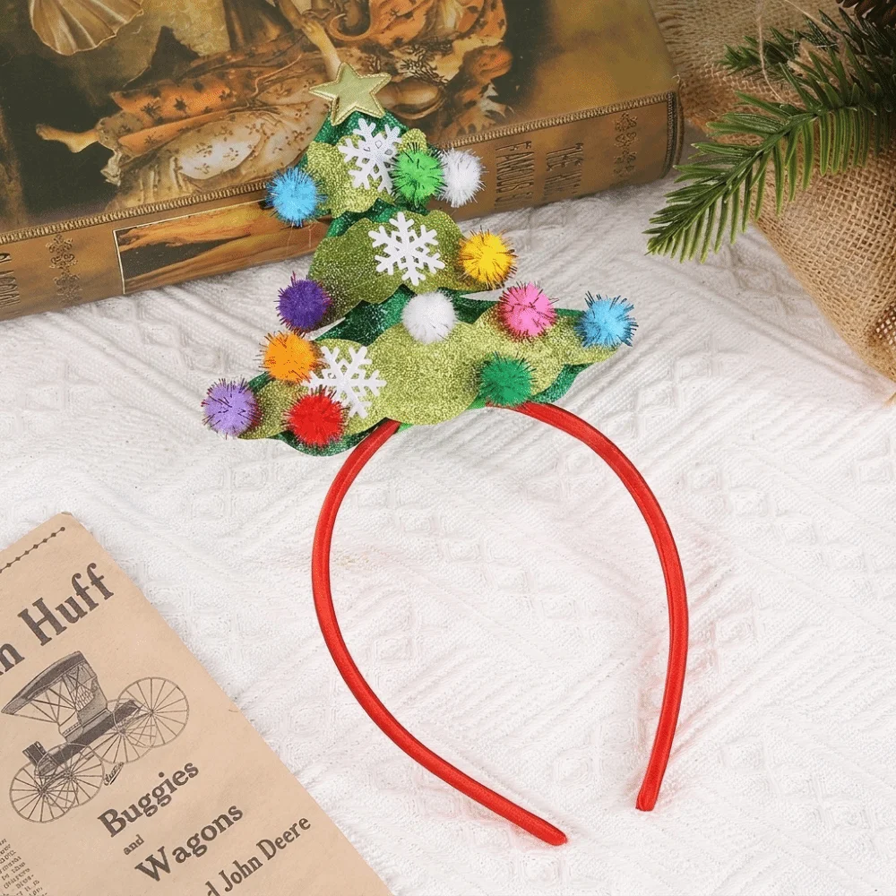 Cute Shiny Christmas Headband Ball Letter Xmas Tree Hairband Rain Threads Hair Accessories Sequin Hair Hoop Cute Toddler
