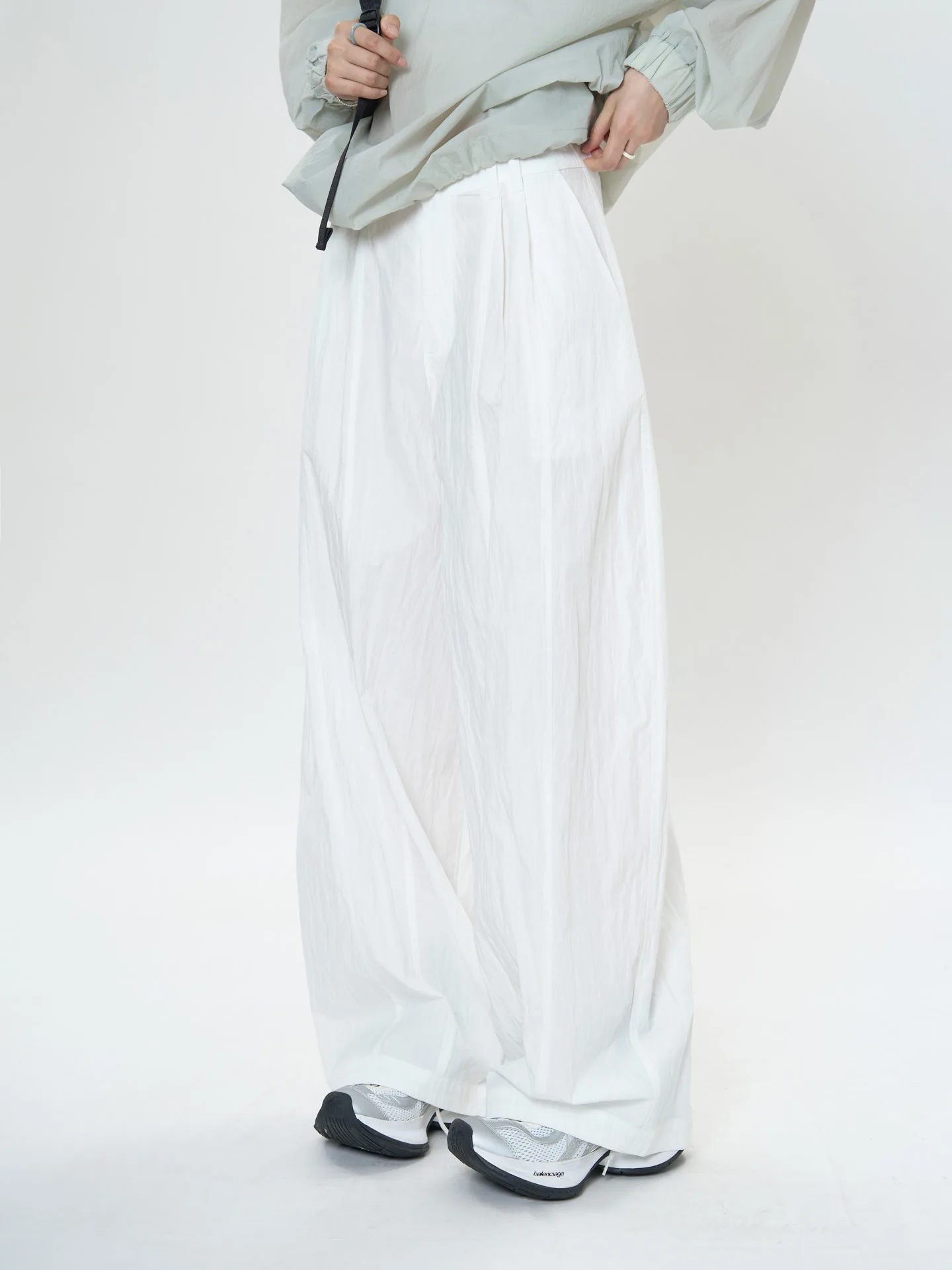

Spring and summer women's casual solid color high waist loose wide leg pants