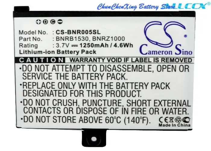 Barnes & Noble 005, BNRV100, BNRZ100, nook, NOOK classic용 Cameron Sino 1250mAh E-book, E-리더 배터리