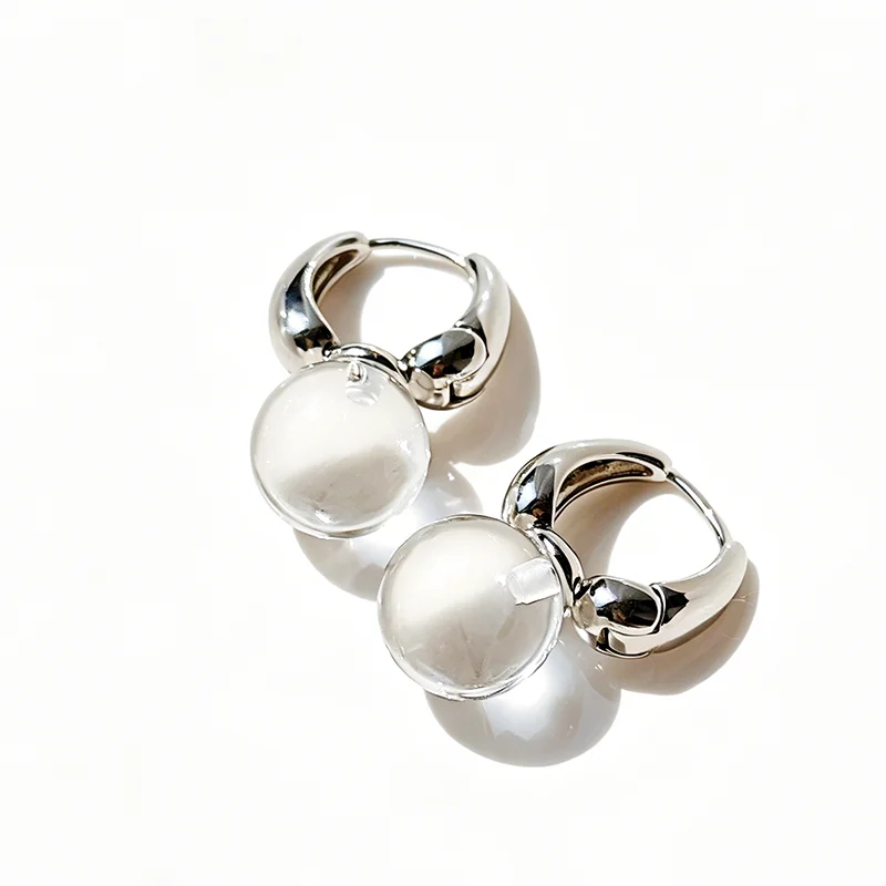 2026 Resin Transparent Round Ball Pendant Earring Hooks Korean Fashion Jewelry For Girls Women's Versatile Accessory New Design image 6