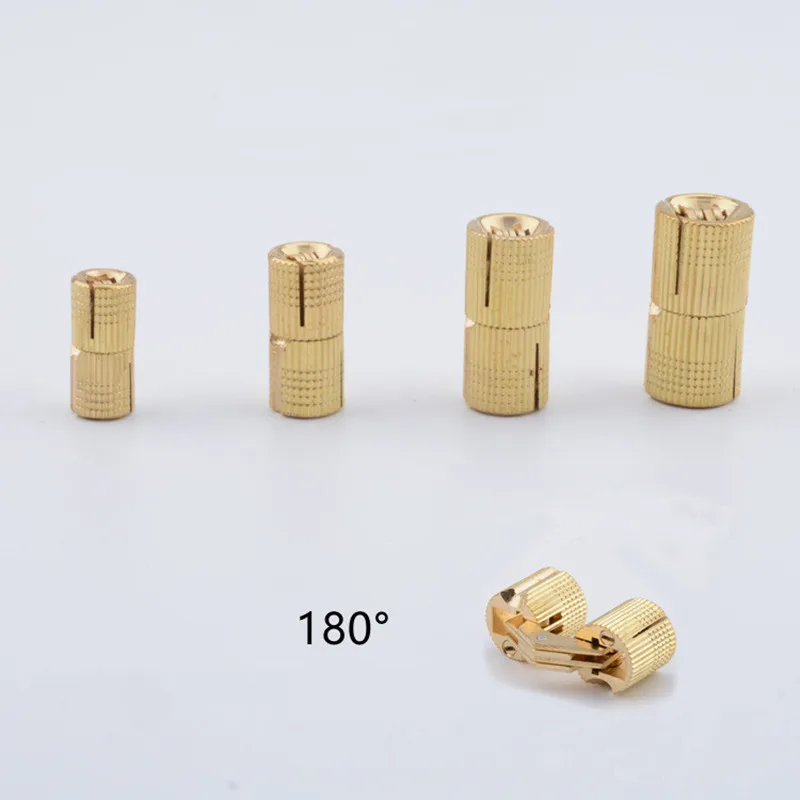 Bisagras de barril de cobre, gabinete oculto cilíndrico, bisagras de latón invisibles ocultas, montaje para herrajes para muebles, 2 uds.