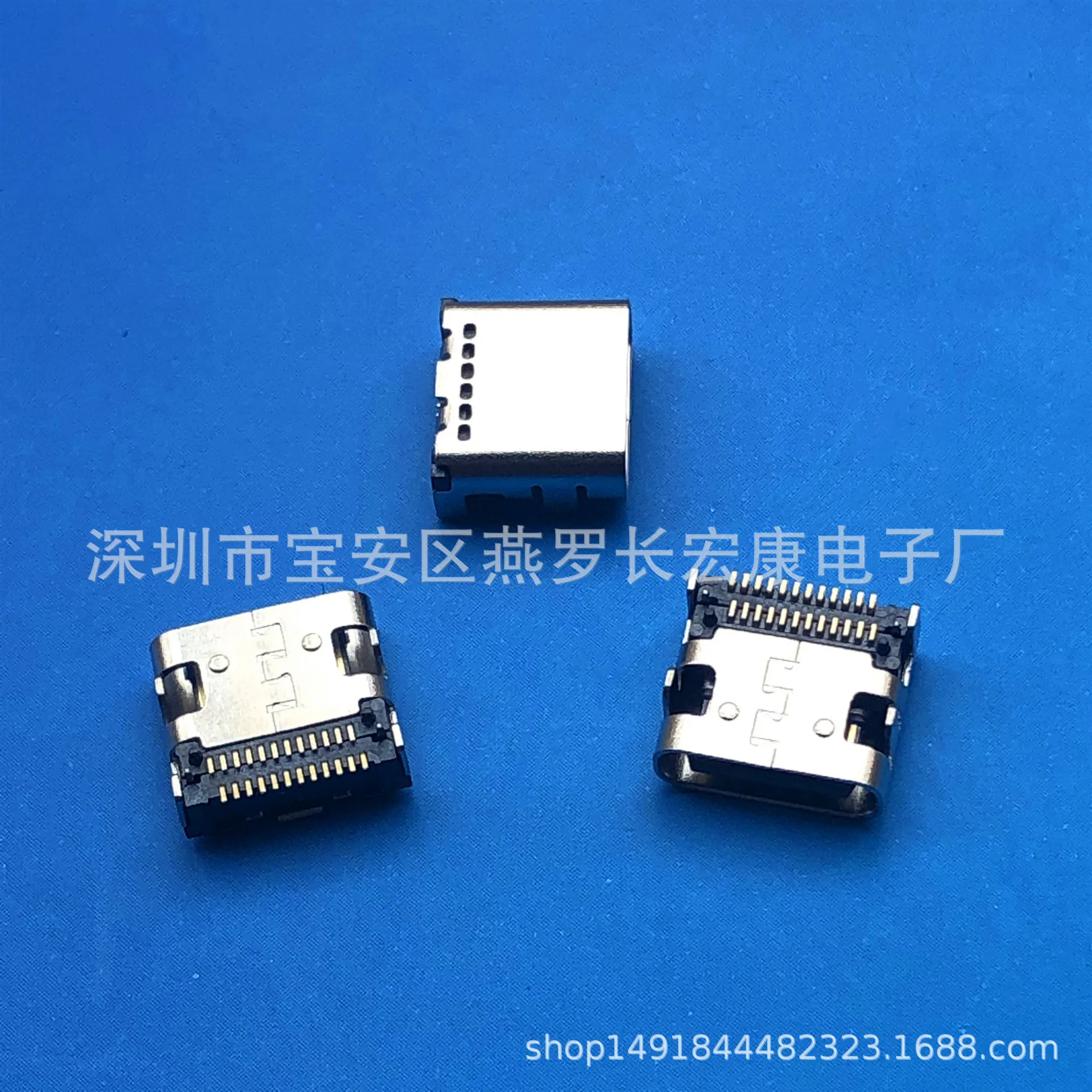 For TYPE-C 24Pin female seat, board type, double row SMT four-pin plug board, column, triple mold top