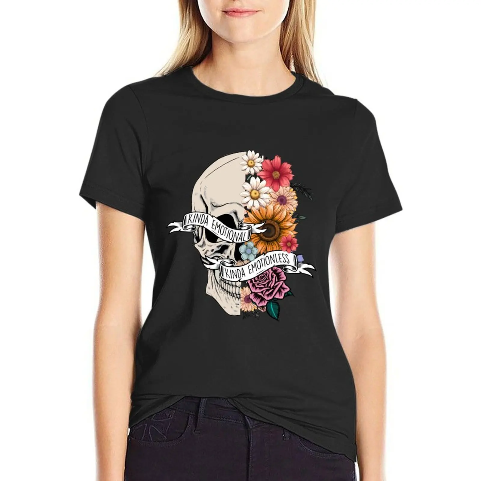 

Kinda emotional kinda emotionless T-Shirt korean fashion hippie clothes customizeds clothes for woman
