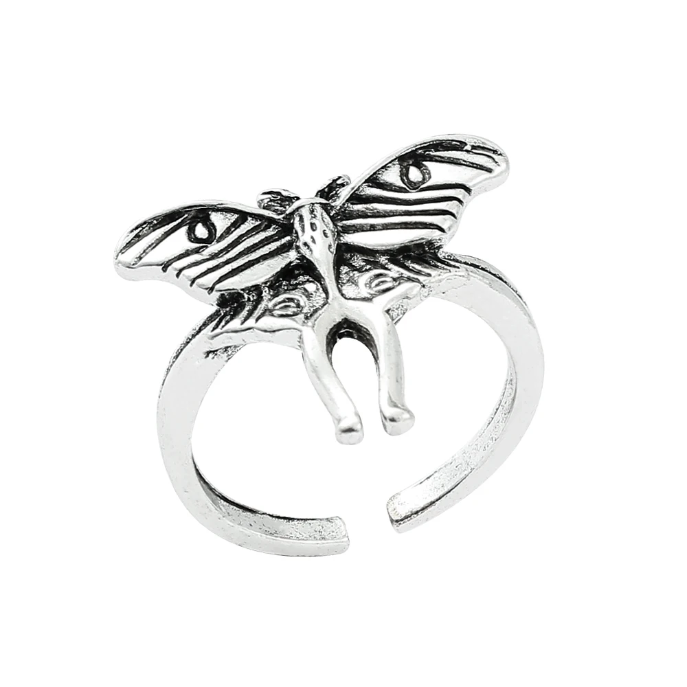 Vintage Butterfly Ring Fashion Charm Jewelry Animal Moth Badge Opening Adjustable Rings for Women Men Party Accessories Gifts