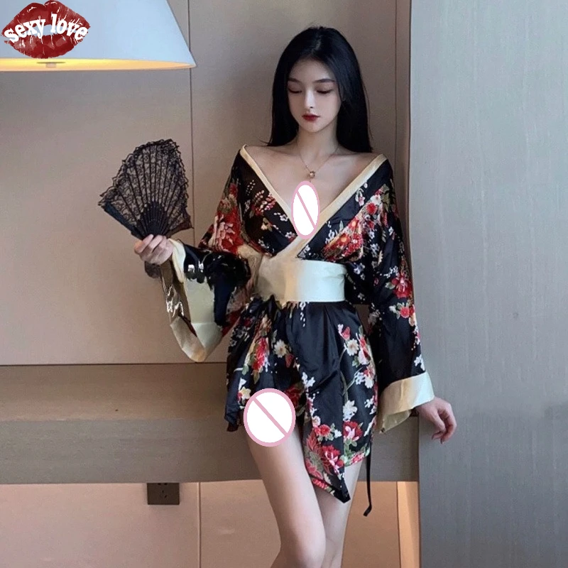 

Japanese Women's Erotic Lingerie, Showa Geisha Kimono, Seductive and Improved Sensual Cosplay, Women's Nightgown, Sleep