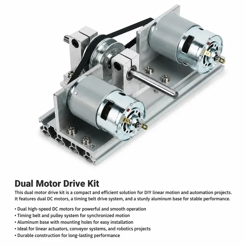 DC 12V 24V Dual Motor Drive 775 795 895 Belt Drive System Kit DIY Mechanical Transmission Assembly