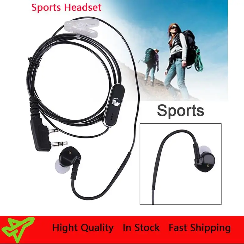 2Pin Sports Earpiece Headset Earphone PTT MIC for BAOFENG Retevis Radios For Kenwood KPG PUXING QUANSHENG LINTON  Hot