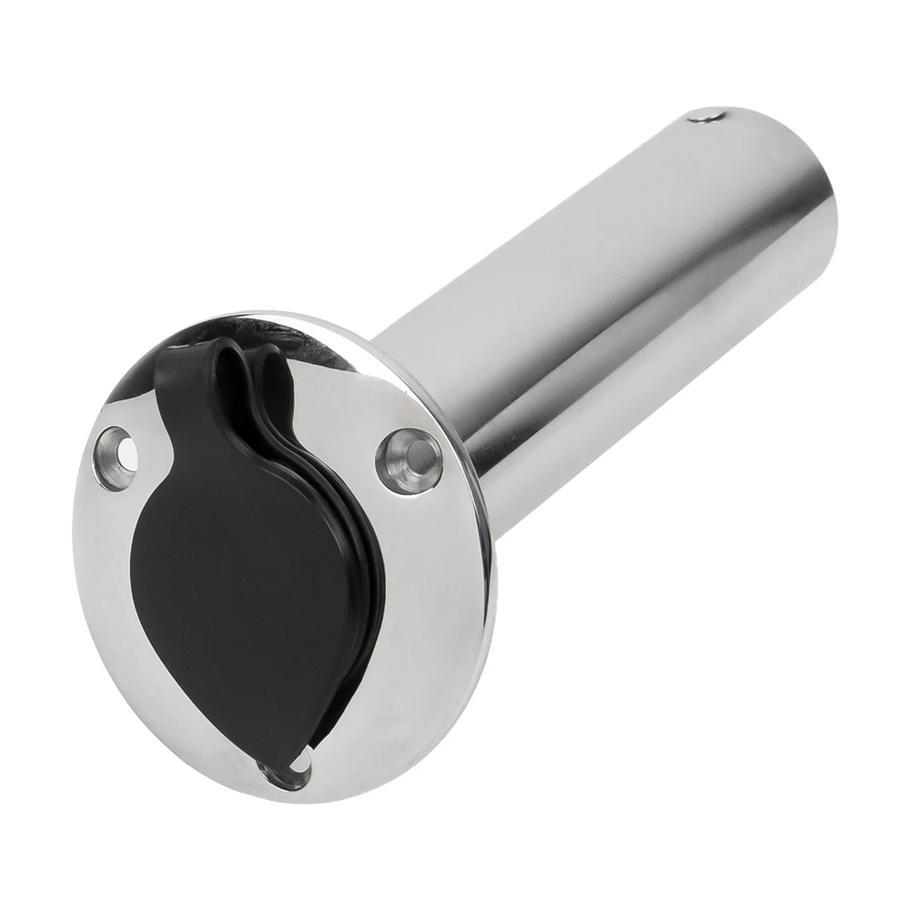 Stainless Steel Boat Fishing Rod Holder Round 15/30/90 Degree with PVC Cover Marine Accessories Rod Holder With Cap And Insert