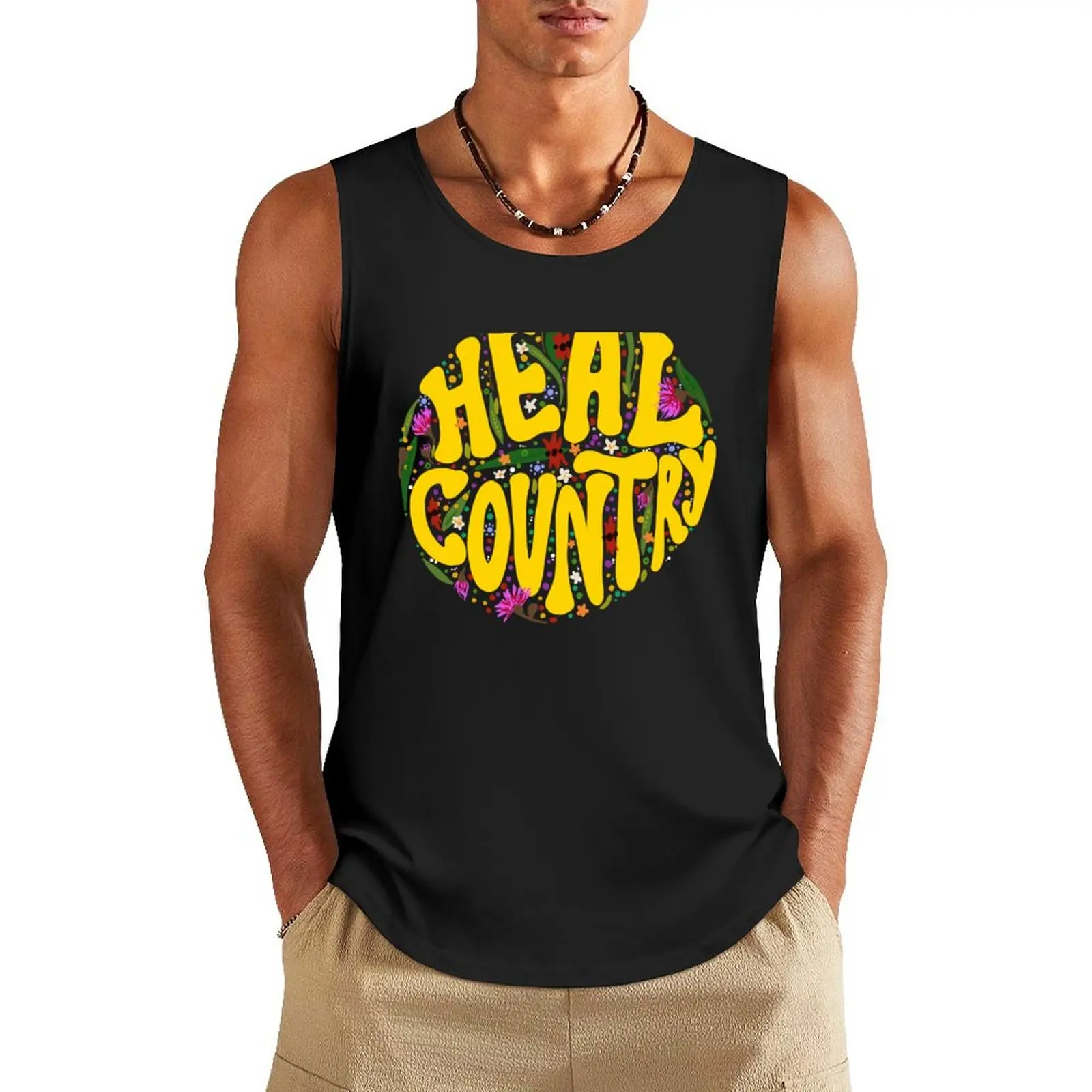 Heal Country NAIDOC 2021 - yellow Tank Top Sports shirt man Sports clothing