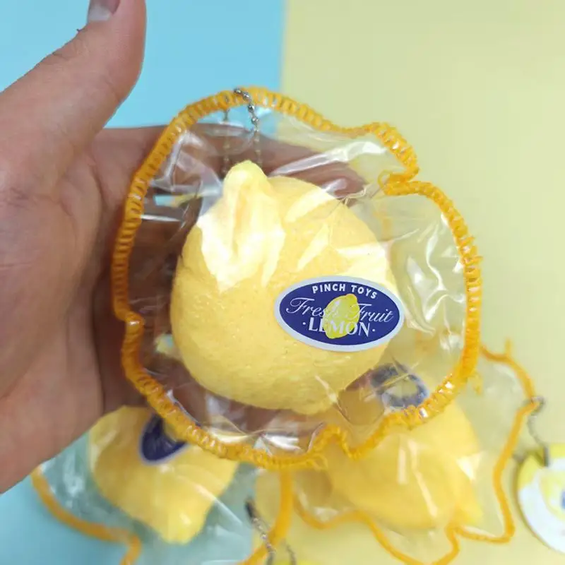 【BS】Packaged Simulation Lemon  Toy PU Slow Rising Soft Fidget Toy Stress Relief ASMR Decompression Bag Charm Ornament