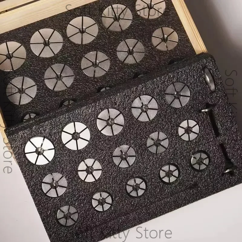 B8 Lathe Internal Support Chuck Case and Watch Back Screw Thread Outer Ring Polishing Fixture Set of 30 Models - Watchmaker Tool