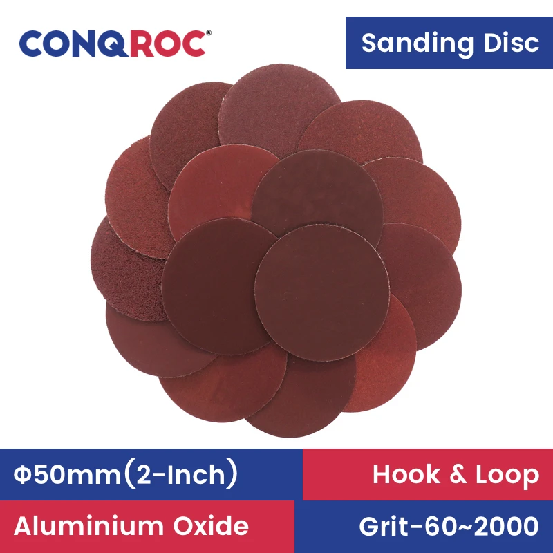 

50mm(2-Inch) Sanding Discs Aluminum Oxide Hook and Loop Sanding Papers 200-Piece Grit P60~2000