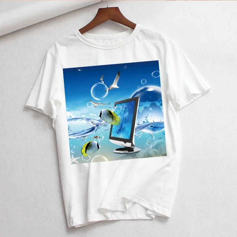 Frutiger Aero Summer Fashion Shirt Graphic T Shirt Women Tops Base O-neck Tees Funny Girls Tshirt