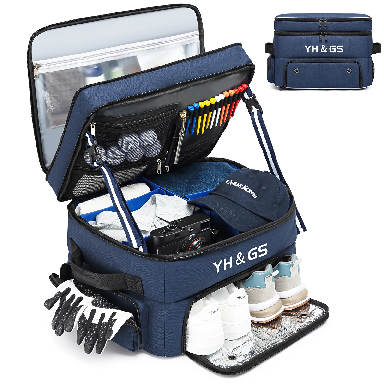 Golf Trunk Organizer Collapsible Golf Shoe Bags with Separate Ventilated Compartment Car Golf Locker for Balls,Tees, Clothes