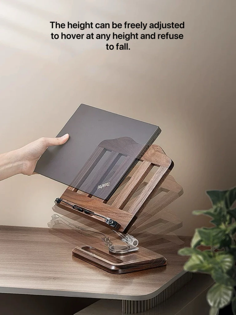 Walnut computer notebook stand, desktop height-enhancing, rotatable, lifting, heat dissipation base, solid wood reading stand, d