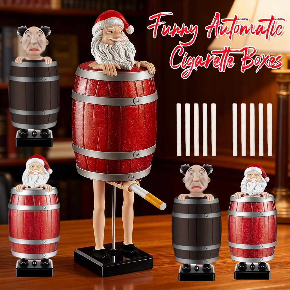 Automatic Cigarette Boxes Strange Uncle Santa Cigarette Organizer Case Creative Spoof Reusable for Father Boyfriend Husband Gift