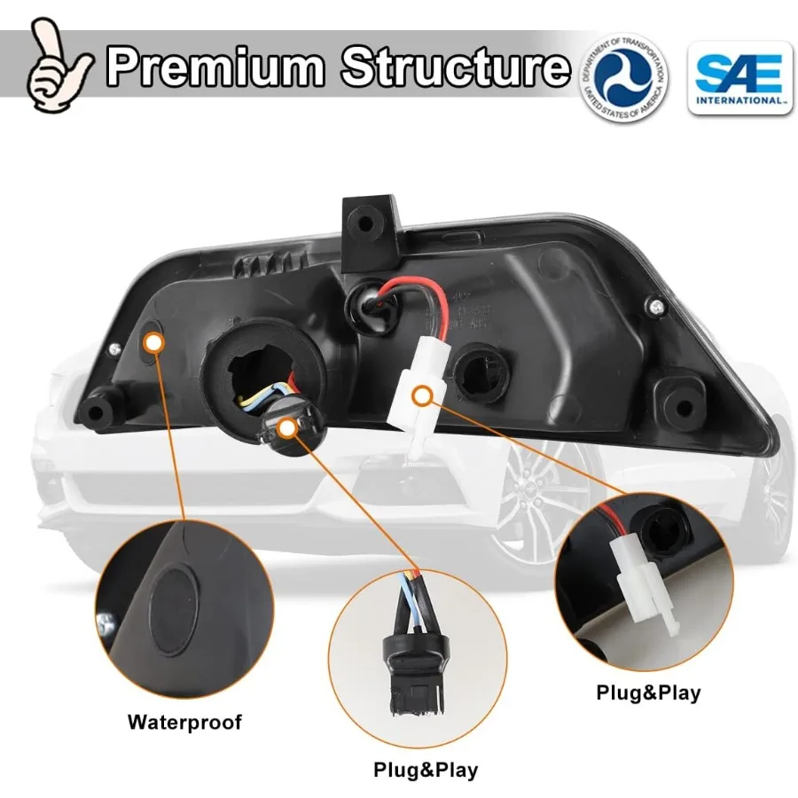 أضواء الضباب لفورد موستانج 2015 2016 2017 مجموعة مصابيح الضباب القيادة الضباب ضوء الجمعية استبدال 1 زوج واضح عدسة تعزيز Visib