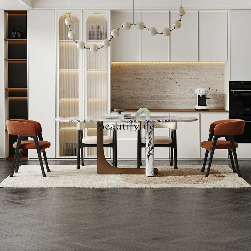 D3305-Nordic light luxury dining chair matte cloth home simple modern restaurant designer comfortable back chair