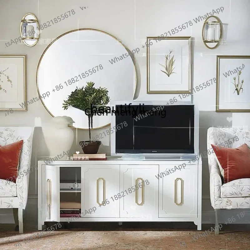 

LHY26 ss LBX American Solid Wood Four-Door TV Cabinet Simple White Bedroom Storage Living Room Floor Cabinet Entrance Cabinet