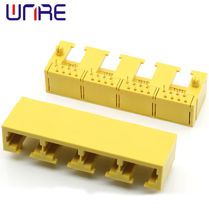 RJ45-56B-1X4 Yellow 8P8C Horizontal Female Notch Upward Optical Modem Socket Network Socket Connector Interface