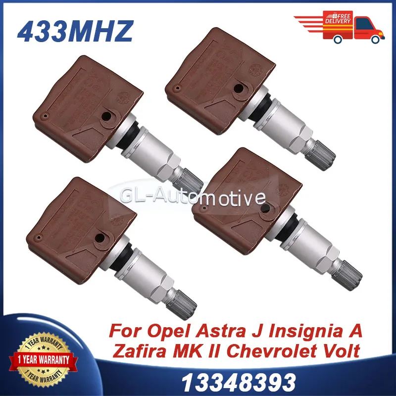 

4PCS TPMS Sensor Tire Pressure Sensor FOR Opel Astra J Insignia A Vauxhall Zafira MK II 13348393 433MHZ