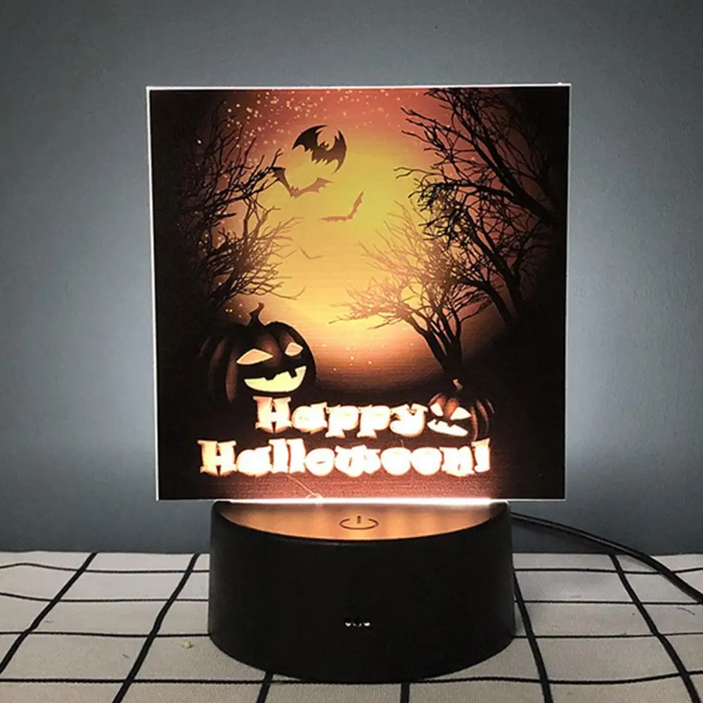 Acrylic LED Night Light Pumpkin Night Light Halloween Decor Night Light Gift Party Lamp Witch Lamp White Creative