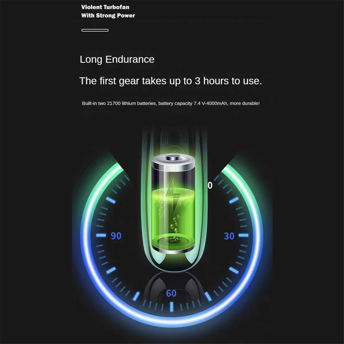 Ventola turbo violenta BISM 130000   Motore brushless portatile RPM Regolazione a tre velocità Ventilatore per condotto industriale Ventilatore violento Grigio