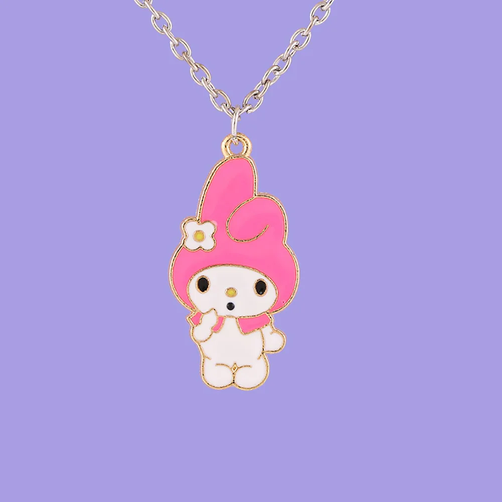 Sanrio Anime Necklace Kuromi Mymelody Couple Bestie Cartoon Oil Drop Necklace Kawaii Women Accessories Jewelry Gifts For Friends