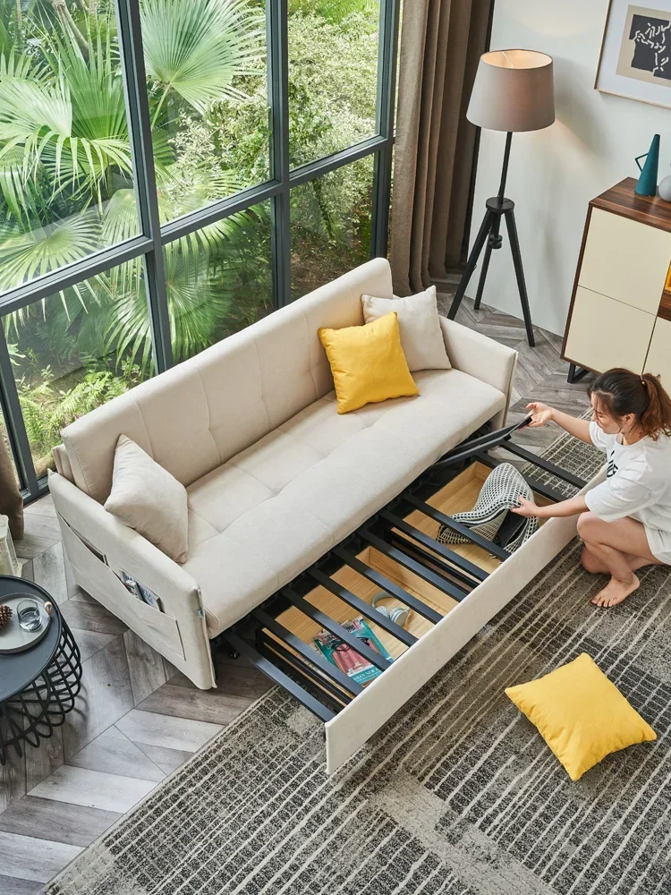 SA-17 Sofa Bed Foldable Dual-Use Living Room Double Multi-Functional Small Apartment Push-Pull Storage